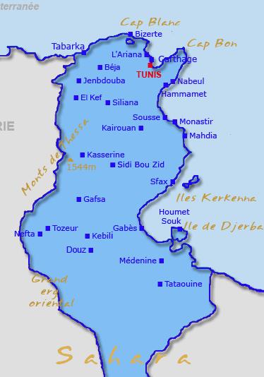 Hammamet carte Tunisie » Vacances - Arts- Guides Voyages